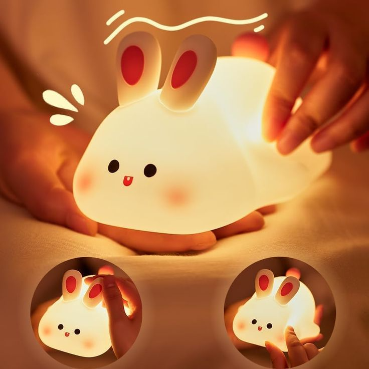 Cute Silicone Bunny Night Lamp – Baby Safe, BPA Free, Eye-Caring, Rechargeable LED Night Light