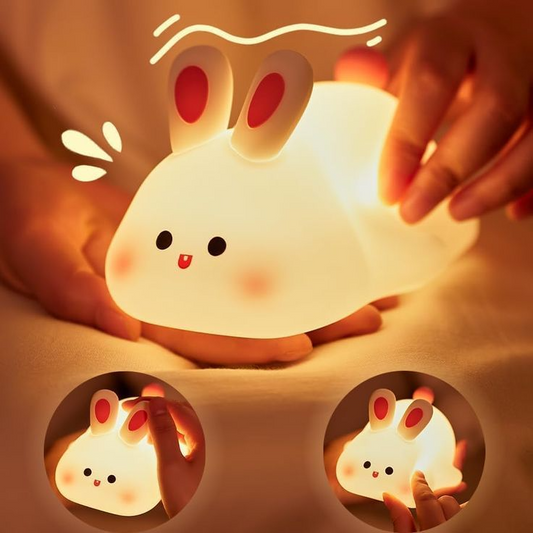 Cute Silicone Bunny Night Lamp – Baby Safe, BPA Free, Eye-Caring, Rechargeable LED Night Light