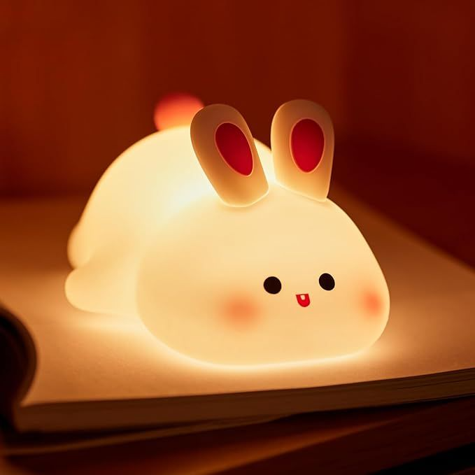 Cute Silicone Bunny Night Lamp – Baby Safe, BPA Free, Eye-Caring, Rechargeable LED Night Light