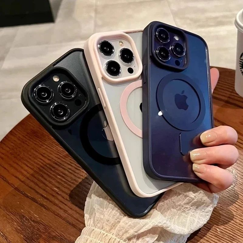 iPhone 15, 14, 13, 12, 11 Pro Max,  Transparent Case with Colorful Border for Wireless Charging