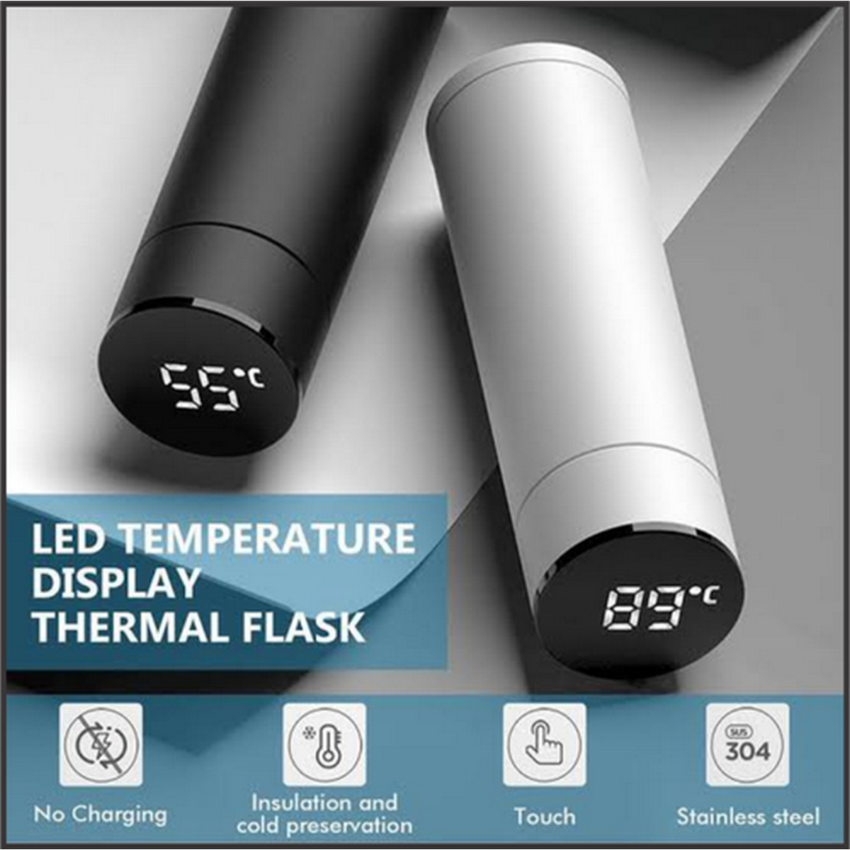 Temperature vaccum insulated water bottle 17oz, Thermoflask stainless coffee cup